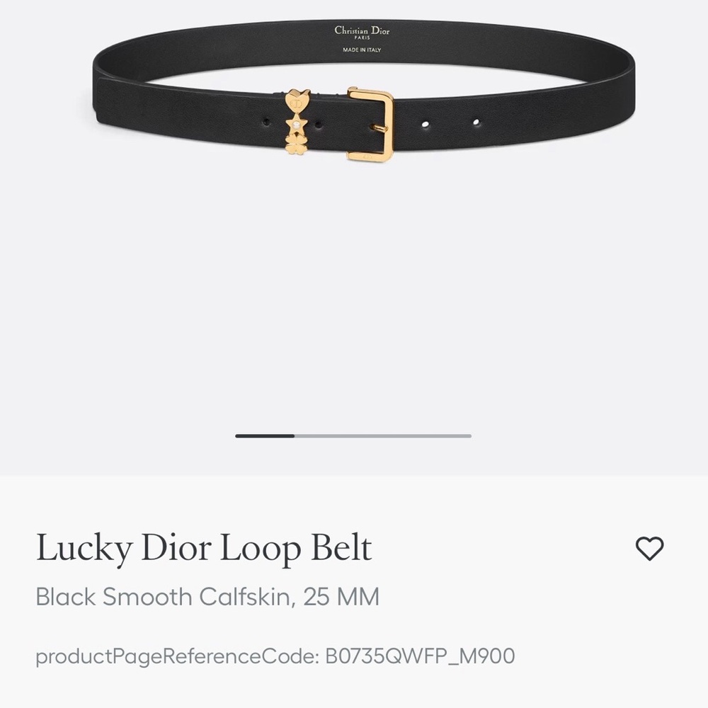 Dior Black Calfskin Belt with Gold Buckle